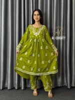 Premium Cotton Embroidery Work Frock Set