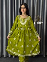 Premium Cotton Embroidery Work Frock Set - Image 2