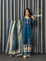 Premium Cotton silk Embroidery 3Piece Set Ready To Wear collection - Image 3