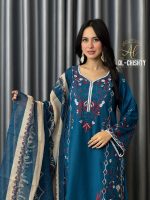Premium Cotton silk Embroidery 3Piece Set Ready To Wear collection - Image 5