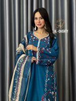 Premium Cotton silk Embroidery 3Piece Set Ready To Wear collection - Image 4